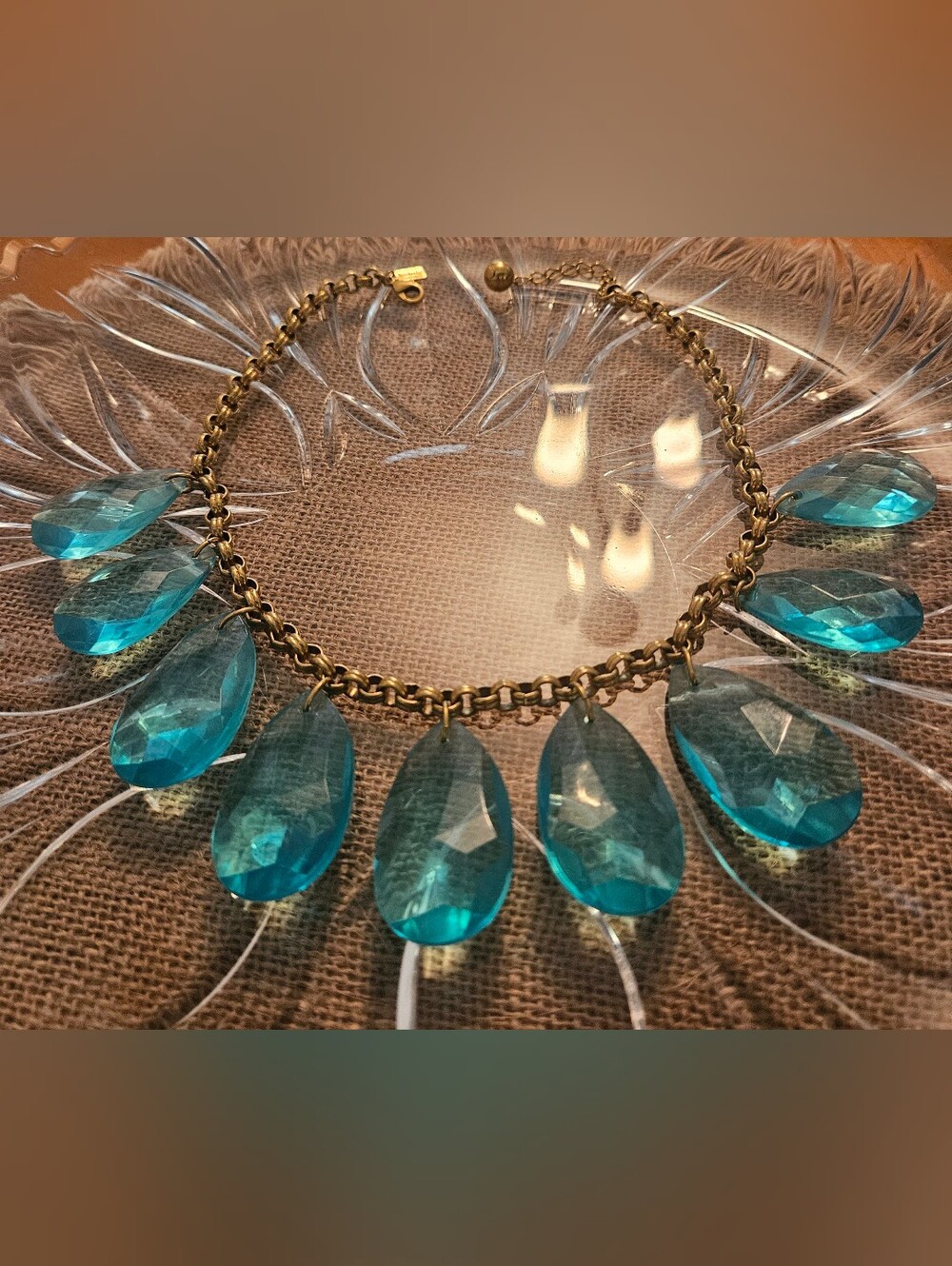 kate spade Gold-Tone Necklace with Teal Teardrop Crystals - Picture 3 of 7